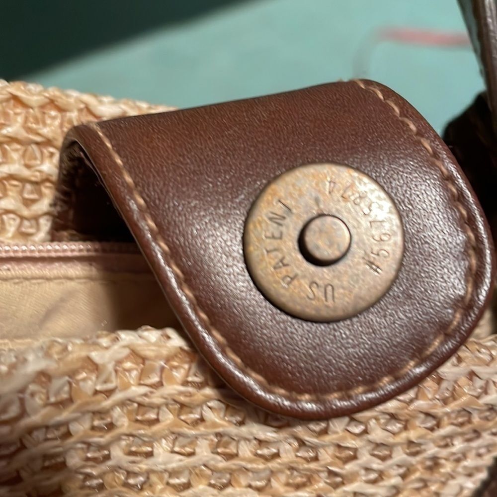 Rosetti Woven Straw Tan Purse With Brown Faux Leather Handles & trim intage EUC - Picture 5 of 13